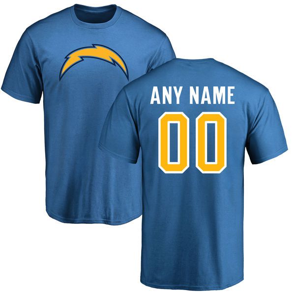 Men Los Angeles Chargers NFL Pro Line by Fanatics Branded Blue Custom Name and Number T-Shirt->->Sports Accessory